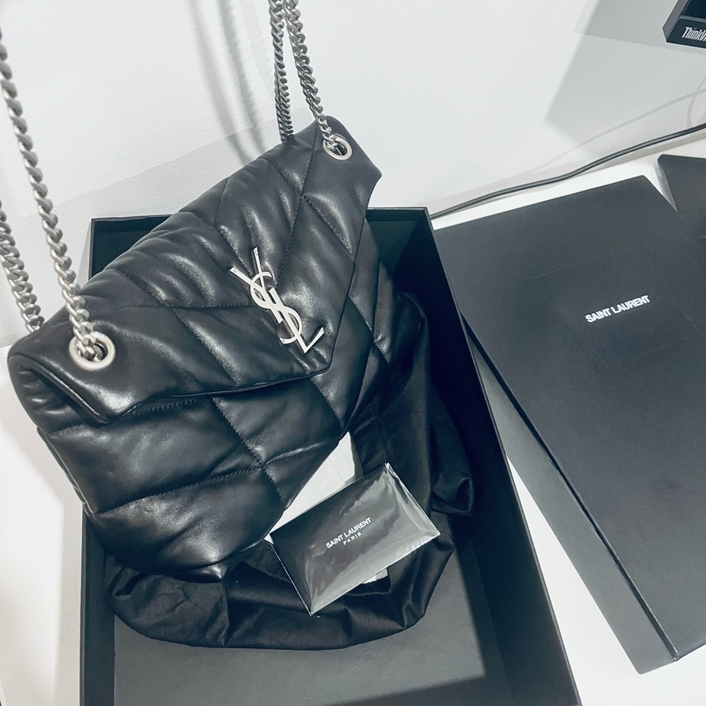 PUFFER SMALL CHAIN BAG IN QUILTED LAMBSKIN